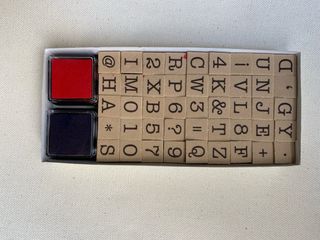 Set Sellos Letras y Numeros + Tinta roja y azul