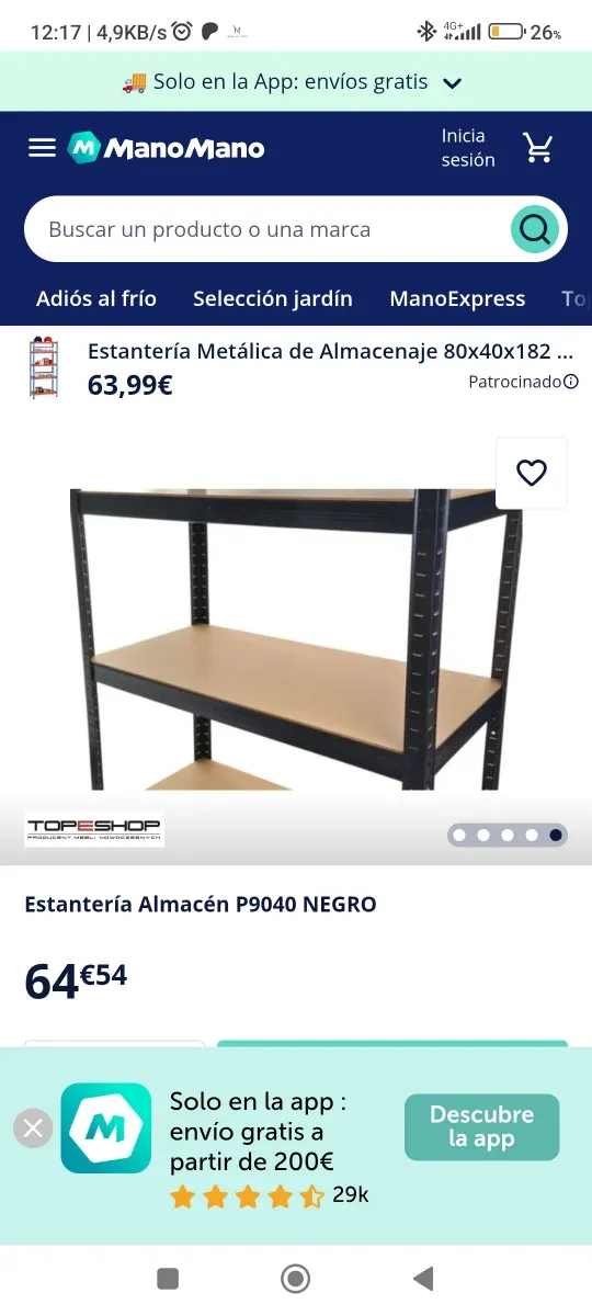 Estantería Metálica Negra Ajustable Precintada