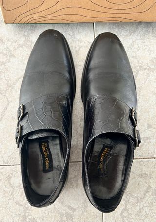 Zapatos Senda Doble Hebilla Cocodrilo Negro