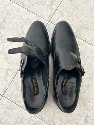 Zapatos Senda Doble Hebilla Cocodrilo Negro