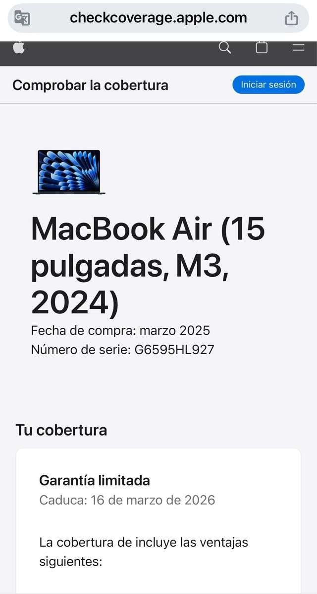 MacBook Air 15,3 M3 16GB/512GB