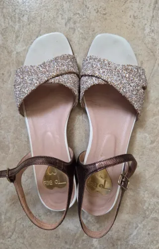 Sandali To Be donna beige/oro glitter