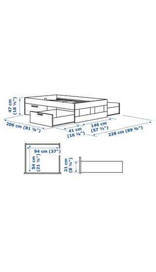 Cama Canapé + Colchón 140x200 Ikea Blanco