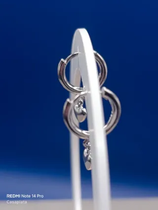 Pendientes plata S925 Aro liso con colgante 417