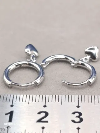 Pendientes plata S925 Aro liso con colgante 417