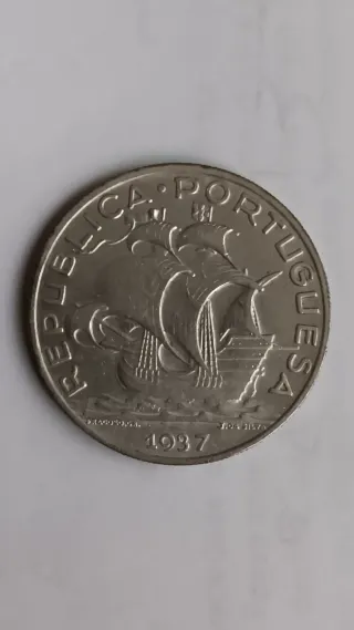 Moeda 10 Escudos 1937 Prata Caravelas