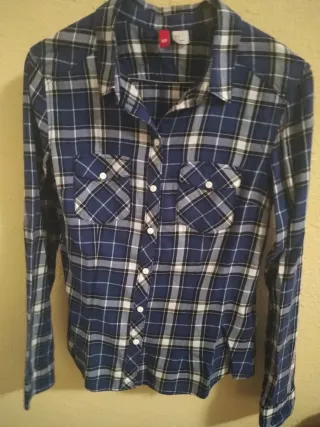 Camisa a cuadros Divided azul y blanco
