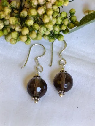 Pendientes Bolas Marrones y Plata