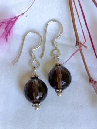 Pendientes Bolas Marrones y Plata