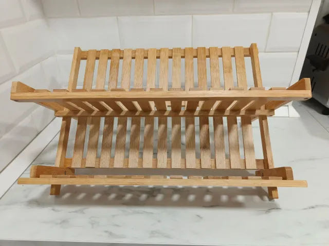 Escurreplatos de bambú plegable