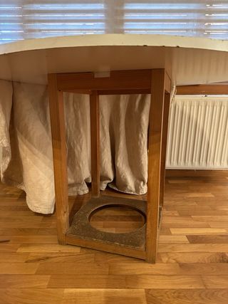 Mesa camilla vestida tela beige y gris