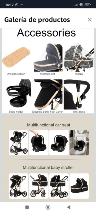 Carrito Bebé Beleco Gris 6 en 1