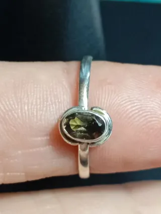 Anillo Plata Ley cuarzo ahumado