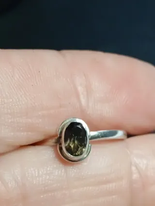 Anillo Plata Ley cuarzo ahumado