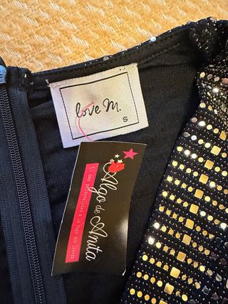 Vestido de fiesta lentejuelas negro y plata