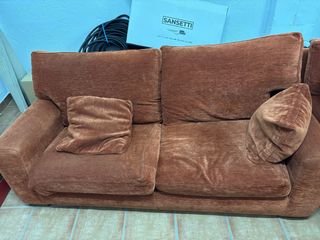 Sofá de 2 plazas tela marrón