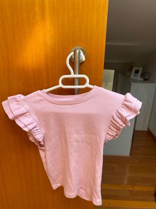 Top Zara rosa volantes talla S