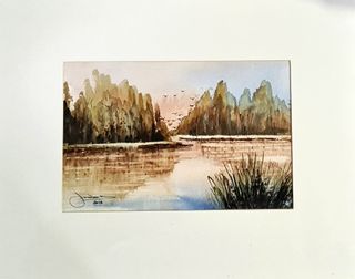 Pintura Original Aguarela José Barbosa Paisagem