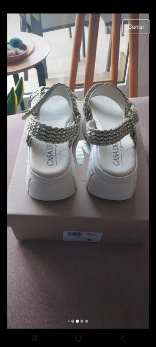 Sandalias Casa de Vera Talla 40 Doradas/Blancas