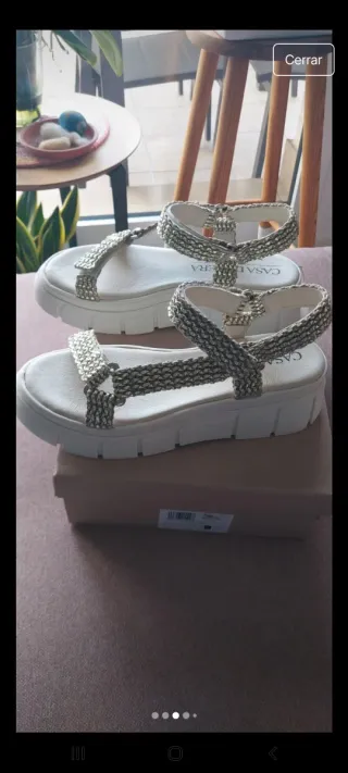 Sandalias Casa de Vera Talla 40 Doradas/Blancas