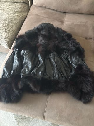 Giubbotto in pelle donna nero con pelliccia