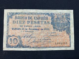 Billete 10 Pesetas Banco de España 1936