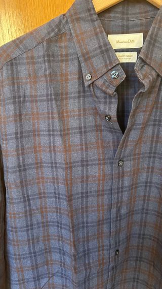 Camisa de cuadros Massimo Dutti azul y marrón