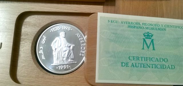 Moneda 5 Ecus, Onza de Plata. Varios Años.