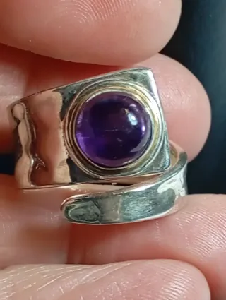 Anillo Plata Ley Amatista Ajustable