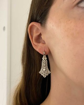 Pendientes Vintage Oro 18kt Diamantes Platino