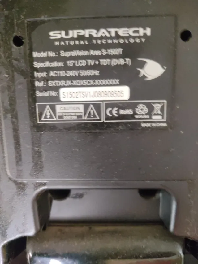 Monitor TV/PC supratech 15" Negro