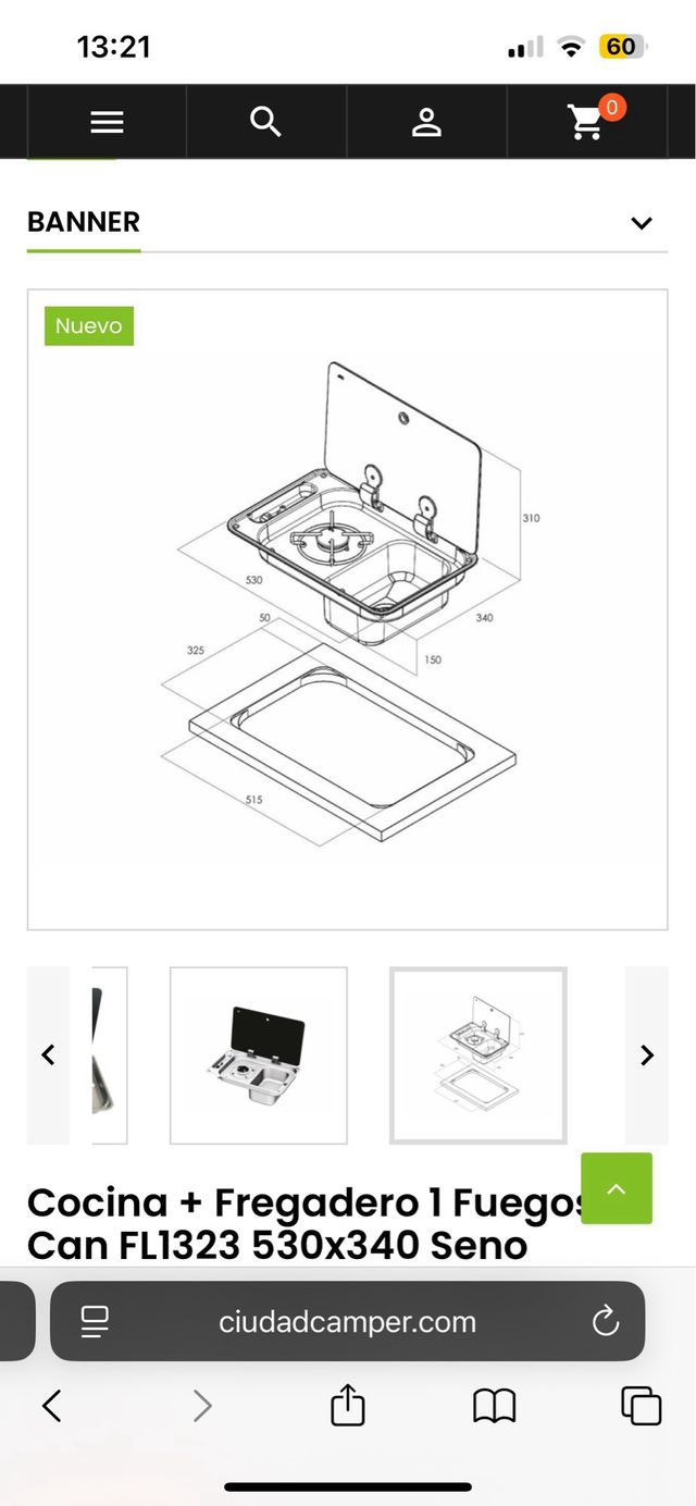 Cocina + Fregadero 1 Fuego Can Camper