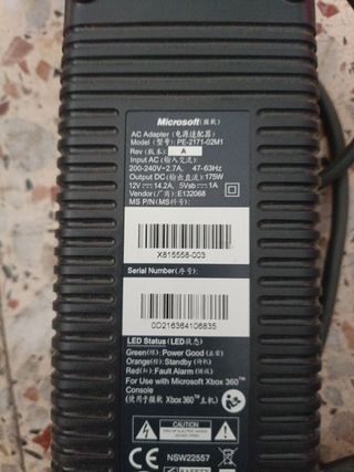 Fuente Alimentación Xbox 360 Microsoft