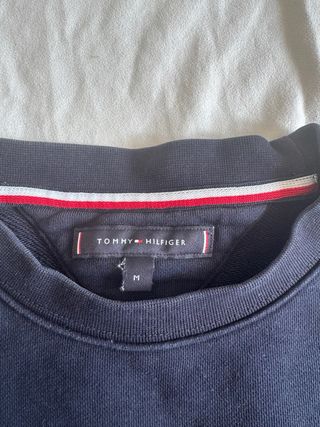 Felpa Tommy Hilfiger blu con bande tricolore