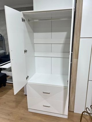 Armario 2 puertas blanco y madera