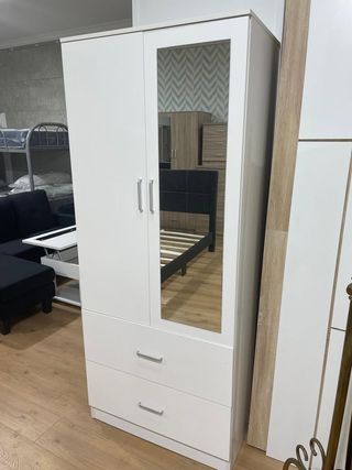 Armario 2 puertas blanco y madera