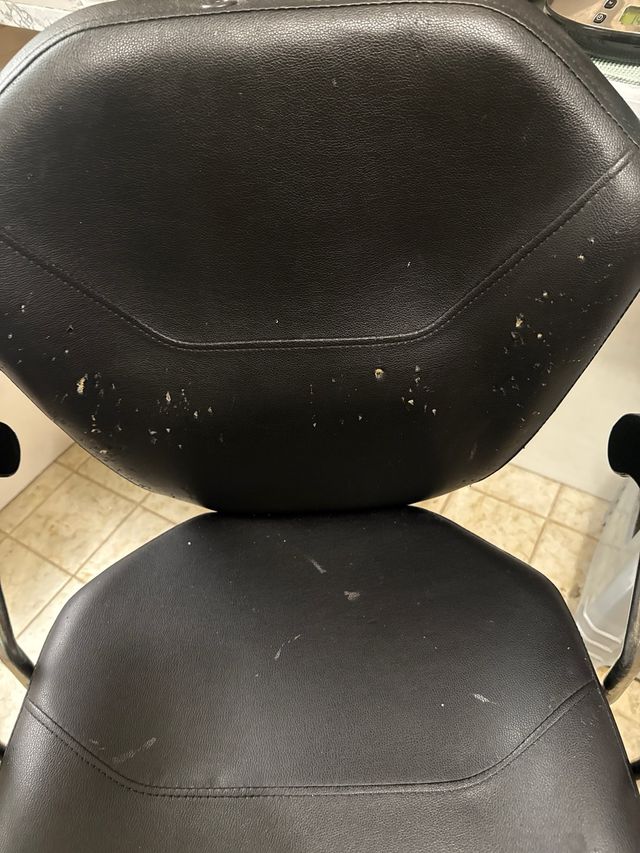 Silla de peluquería negra y plateada