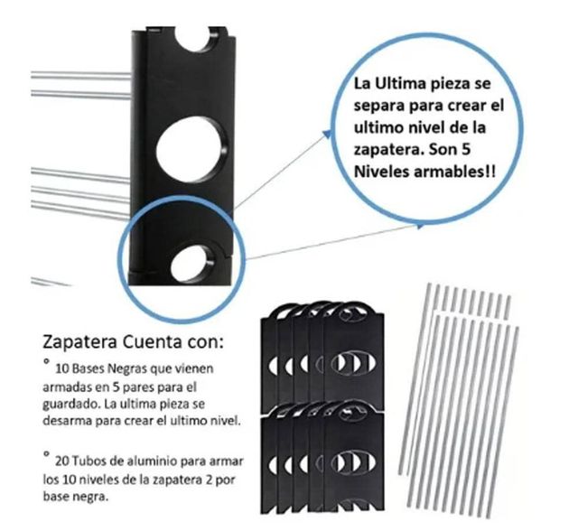 Zapatero Organizador 10 Niveles Negro
