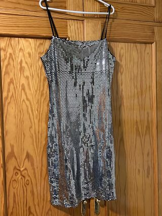 Vestido Sfera lentejuelas plateado
