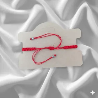 Pulsera Corazón Hilo Rojo y Plata