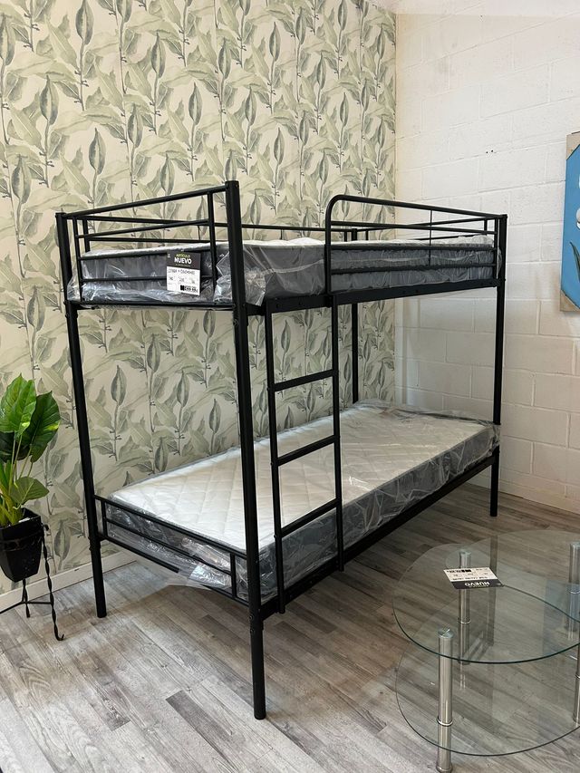 Letto a castello singolo nero 90x190 - Letto matrimoniale