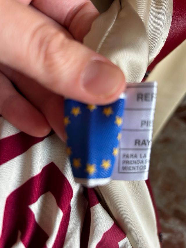 Chaqueta Piel Mujer Oscar Beige y Rojo Talla 40