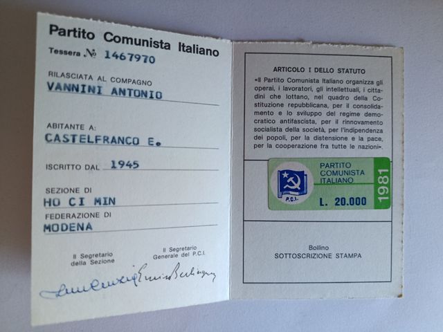 Tessere PCI 1921-1981 e 1979