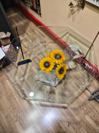 Mesa Comedor Octogonal Cristal y marmol