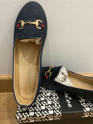 Manoletinas mujer azul marino