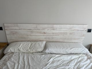 Cabezal cama madera pino decapado blanco