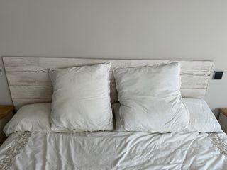 Cabezal cama madera pino decapado blanco