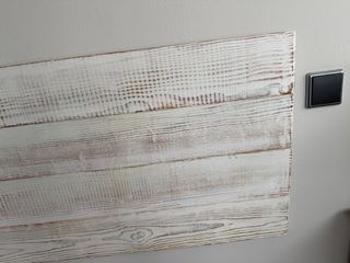 Cabezal cama madera pino decapado blanco