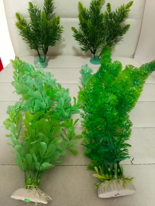 Lote 4 Plantas Acuario Pecera Plástico