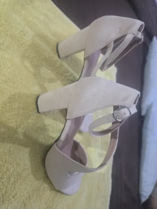 Sandalias tacón alto piel sintética beige talla 39